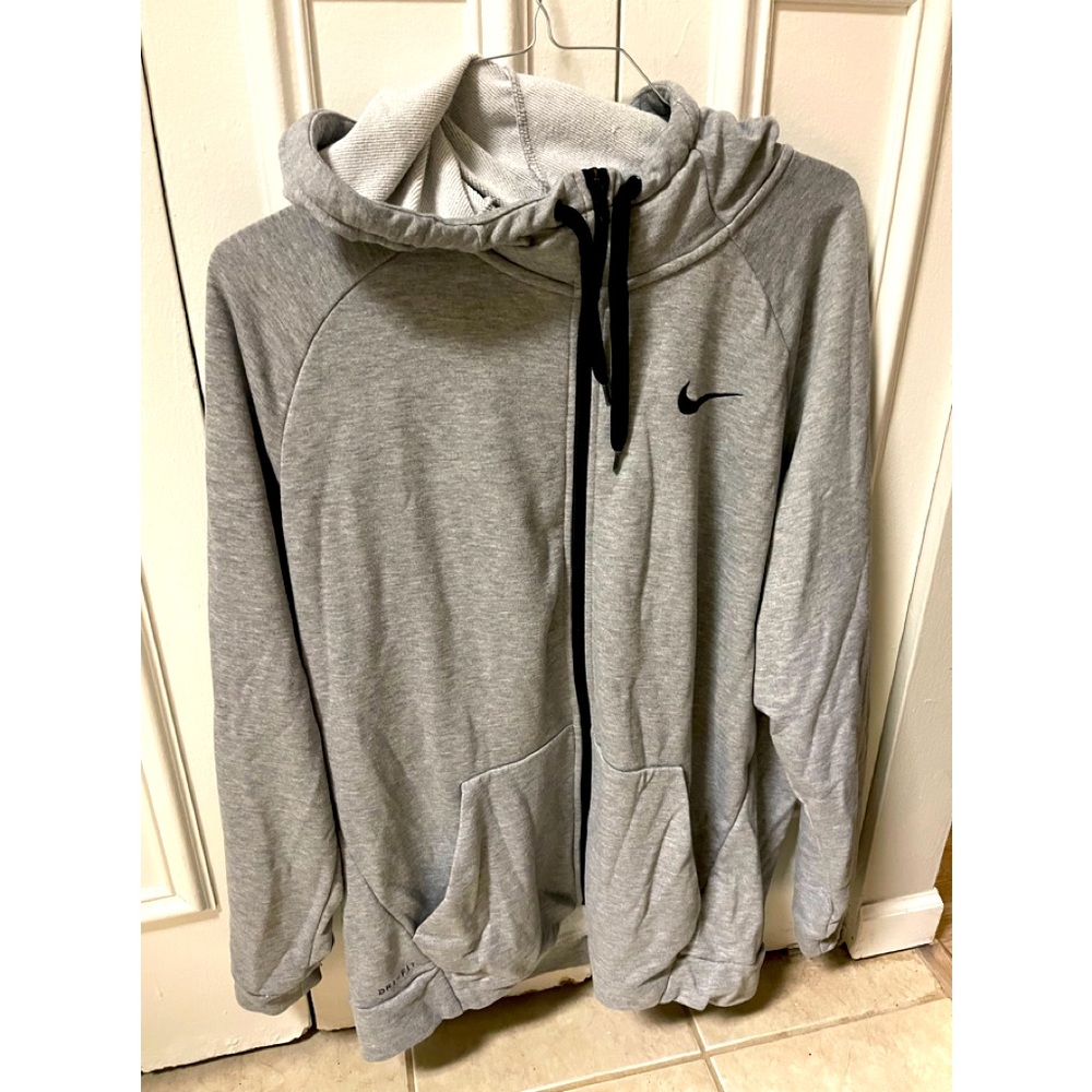 Nike Gray Full Zip hoodie. 100% Polyester. Size XL